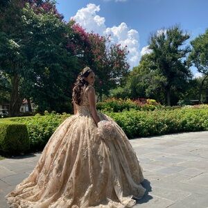 Elegant White and Gold Gown